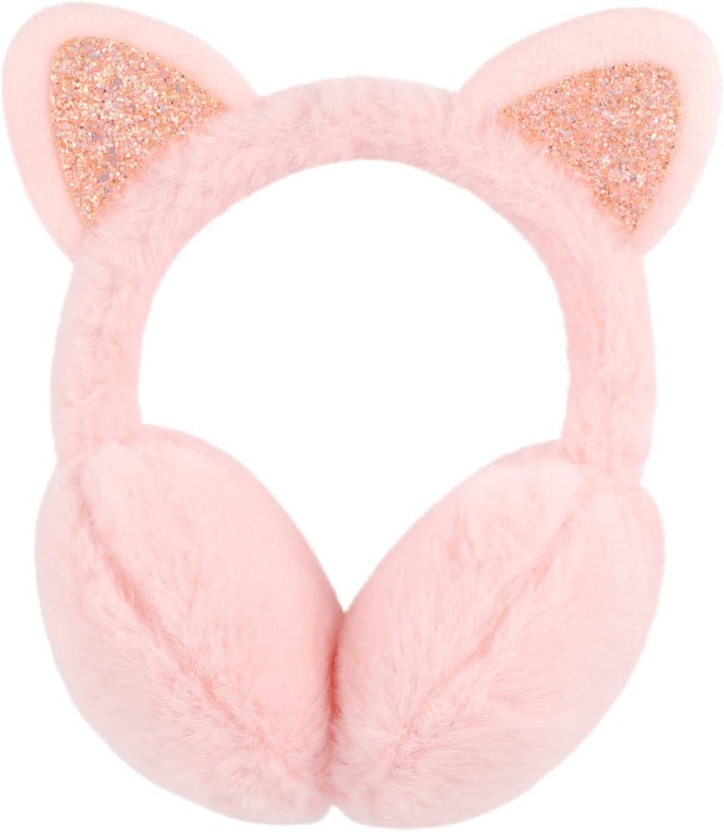 CHUANGLI Winter Warm Cat Ear Muffs for Women Girls Cute Catear Earmuff Ladies Headband Faux Fur Earmuffs Plush Ear Warmers - Image 1